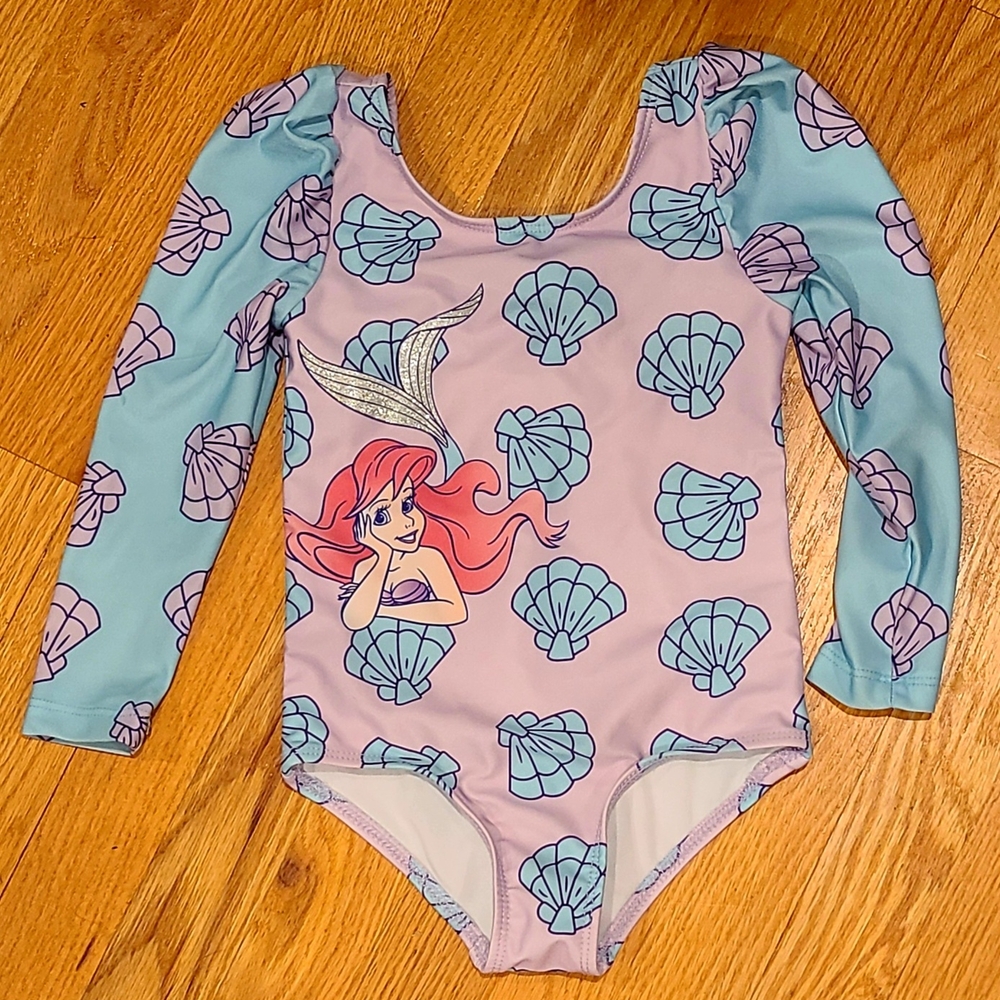 Disney Princess Ariel Kids Swim One Piece - Purple and Blue